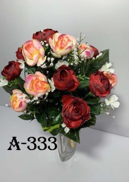 Штучний букет A-333, Троянди та гіпсофіли  