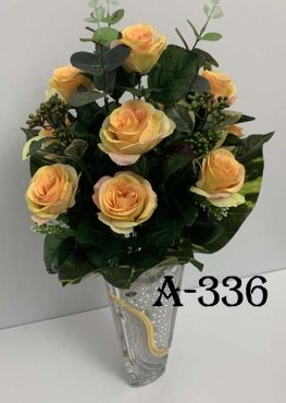 Штучний букет A-336, Троянди із пластмасовими прикрасами  