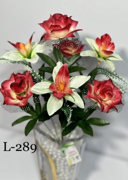 Штучний букет L-289, Гостролиста орхідея з трояндою  