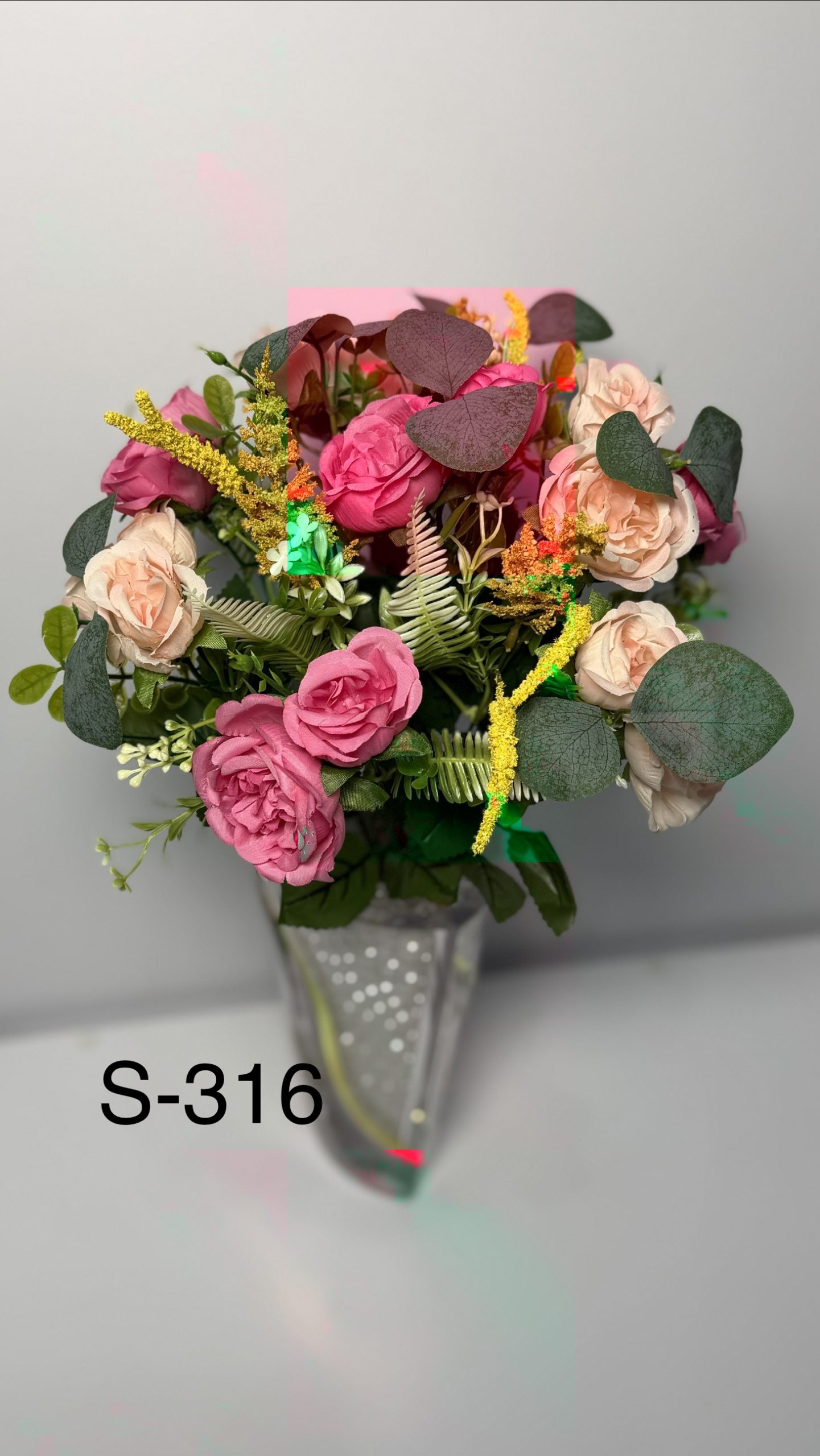 Штучний букет S-316, Троянди з польовими квітами