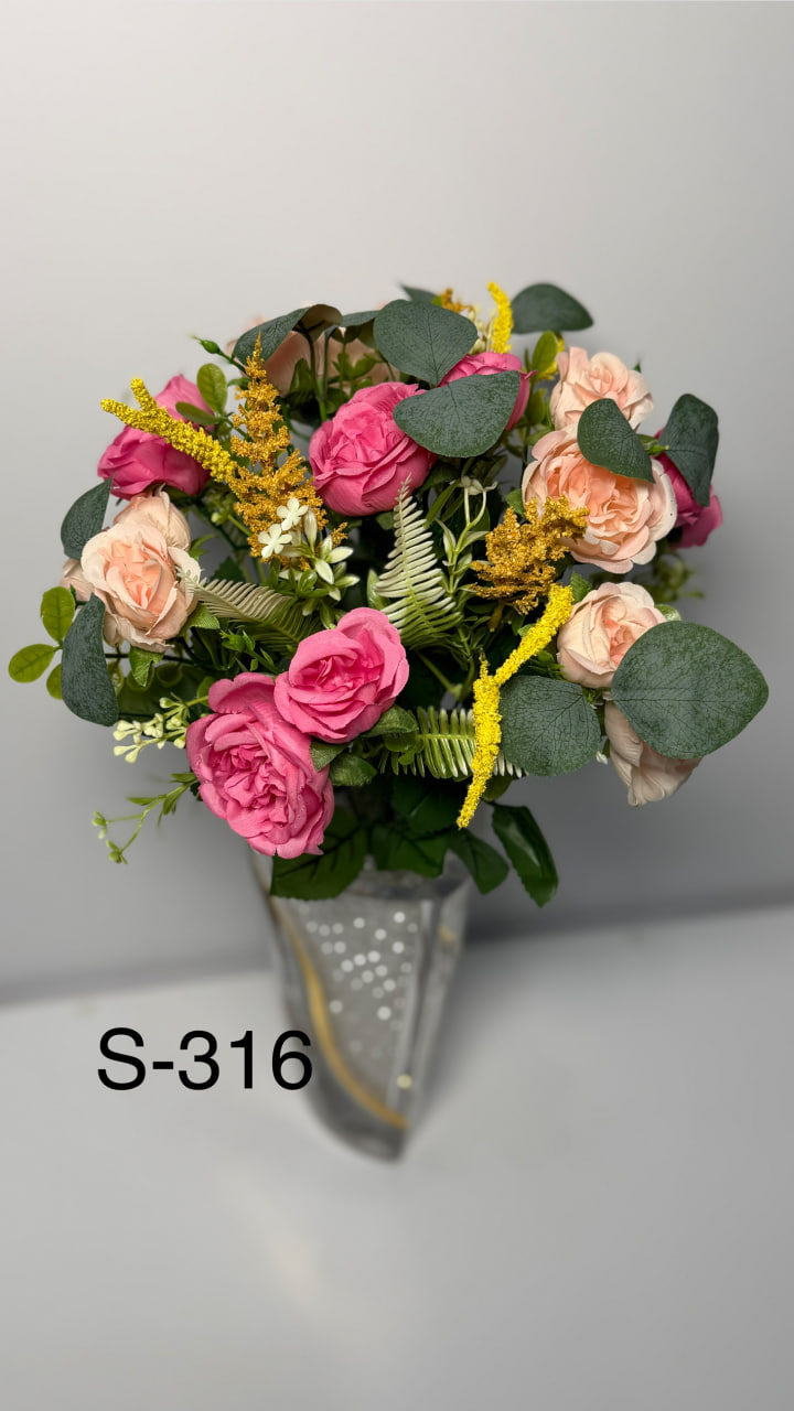 Штучний букет S-316, Троянди з польовими квітами