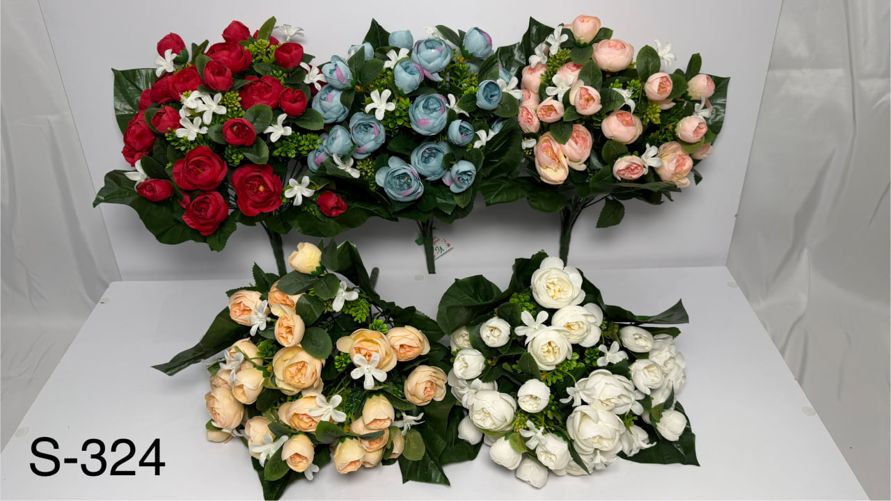 Штучний букет S-324, Еустоми з гіпсофілами Штучний букет S-324, Еустоми з гіпсофілами