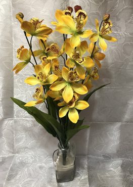 Искусственный букет A-108, ветка желтой орхидеи  
