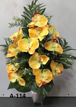 Искусственный букет A-114, желтая орхидея в виде веера  