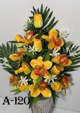 Искусственный букет A-120, орхидеи и тюльпаны  