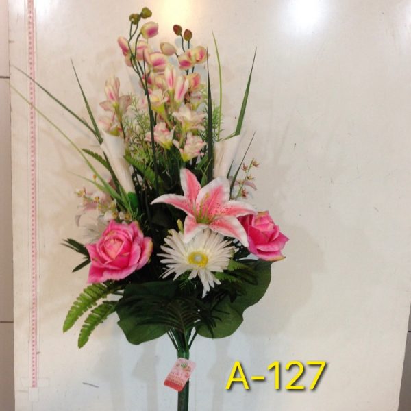 Искусственный букет A-127, микс каллы, розы, лилии и орхидея  