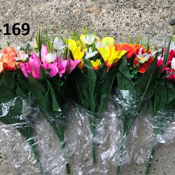 Искусственный букет A-169, орхидея, тюльпаны и листья  