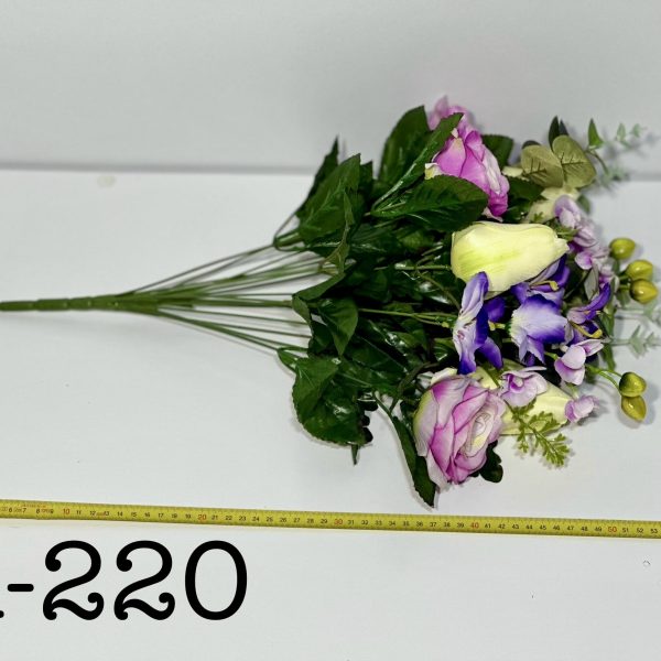 Штучний букет A-220, Тюльпани з трояндами та прикрасами  
