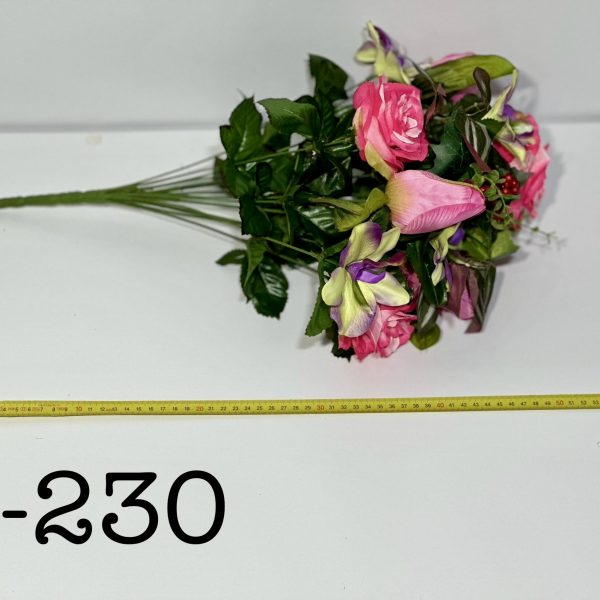Штучний букет A-230, Тюльпани з трояндами та калиною  