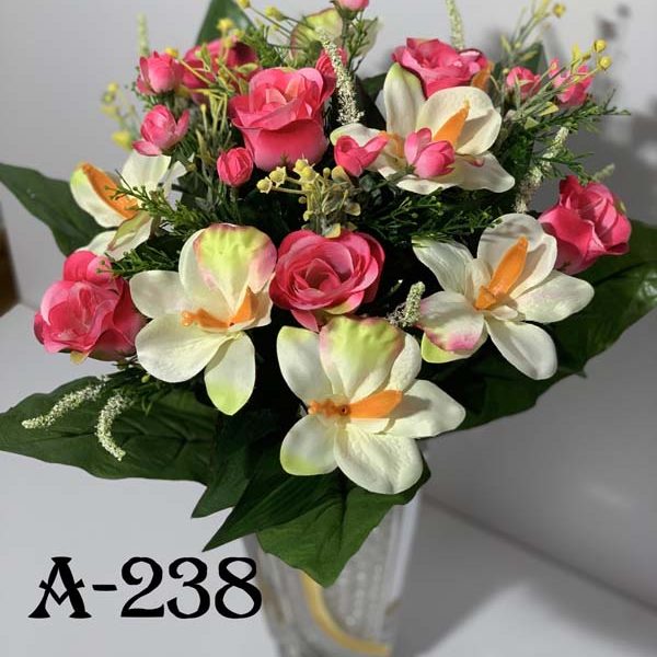 Штучний букет A-238, Троянди та орхідеї з прикрасами  
