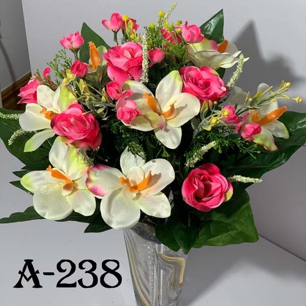 Штучний букет A-238, Троянди та орхідеї з прикрасами  