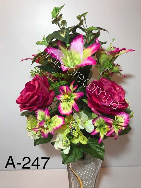 Искусственный букет A-247 Розы, лилии и орхидеи  