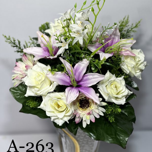 Штучний букет A-263, Лілії, троянди та айстри  
