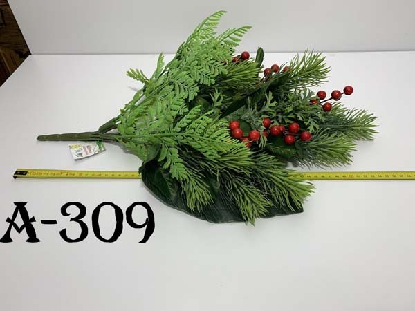 Штучний букет A-309, Зелені рослини та глід  