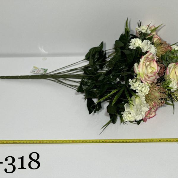 Штучний букет A-318, Еустома з трояндами та «їжачками»  