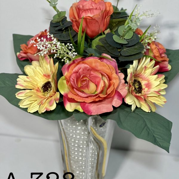 Штучний букет A-328, Троянди з герберами та евкаліптом  