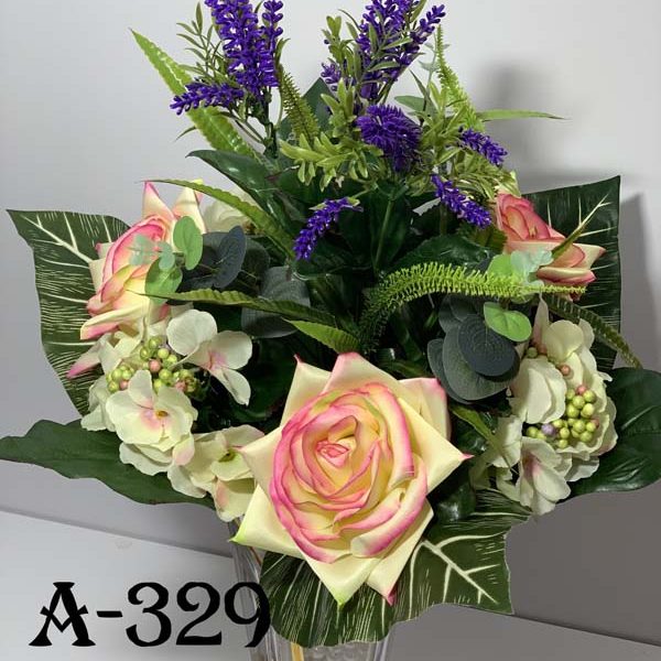 Искусственный букет A-329, Розы с лавандой и гортензиями  