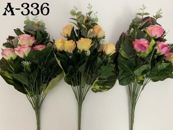 Штучний букет A-336, Троянди із пластмасовими прикрасами  