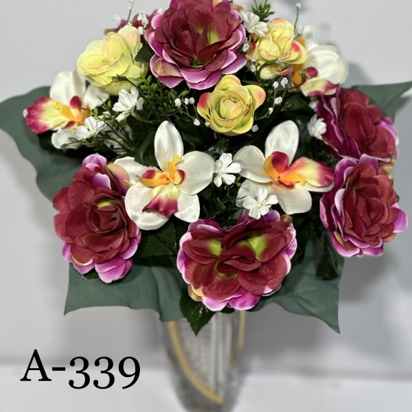 Штучний букет A-339, Троянди, орхідеї та ясколка  