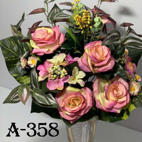 Штучний букет A-358, Троянди та мімоза  