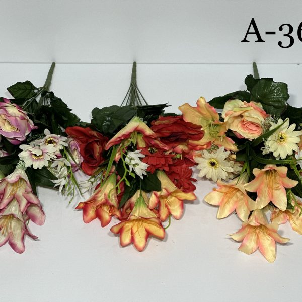 Штучний букет A-360, Троянди, лілії та гербери  