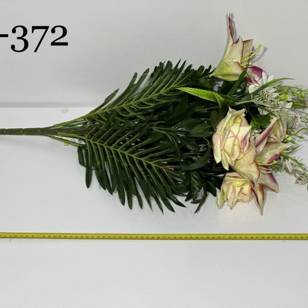 Штучний букет A-372, Відкриті лілії та троянди  