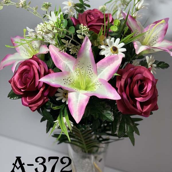 Искусственный букет A-372, Открытые лилии и розы  