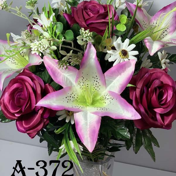 Искусственный букет A-372, Открытые лилии и розы  