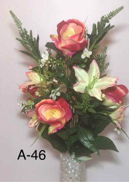 Искусственный букет А-46 «розы с лилиями»  