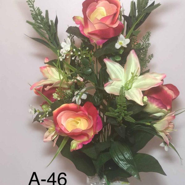 Искусственный букет А-46 «розы с лилиями»  
