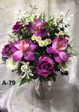 Искусственный букет A-79, розы и орхидеи с ромашками  