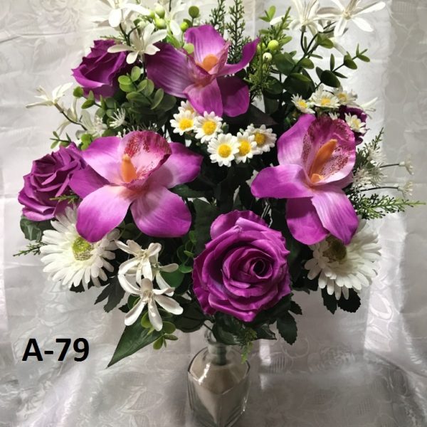 Искусственный букет A-79, розы и орхидеи с ромашками  