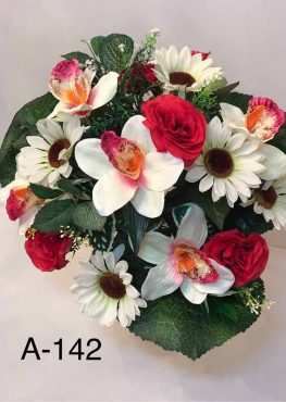 Искусственный букет A-142, «ромашка, роза и орхидея»  