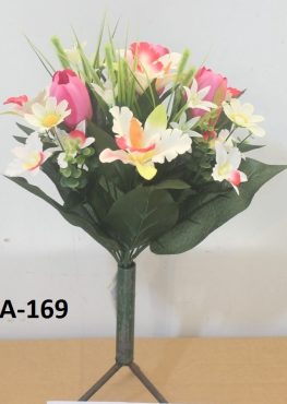 Искусственный букет A-169, орхидея, тюльпаны и листья  