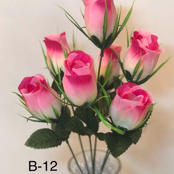 Искусственный букет B-12, бело-розовые бутоны роз  