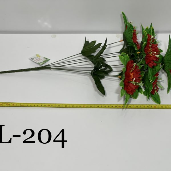 Штучний букет L-204, Хризантема на листку з прикрасами  