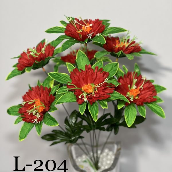 Штучний букет L-204, Хризантема на листку з прикрасами  