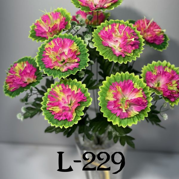 Штучний букет L-229, Квіти круглої форми на листочку  