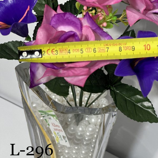 Штучний букет L-296, Троянда з пластмасовими дзвіночками  