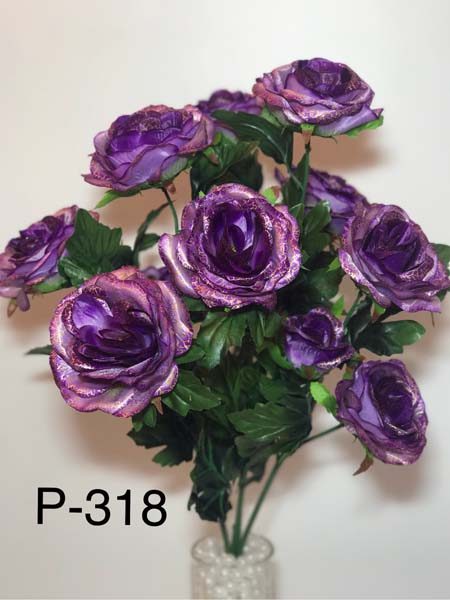 Искусственный букет P-318, букет роз (украшенный)  