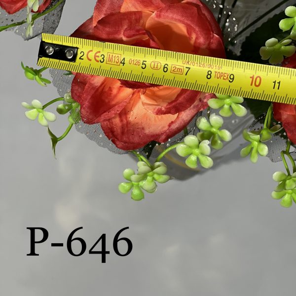 Штучний букет P-646, Троянди з фатином  