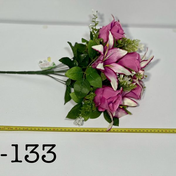 Штучний букет S-133, Троянди та лілії з польовими квітами  