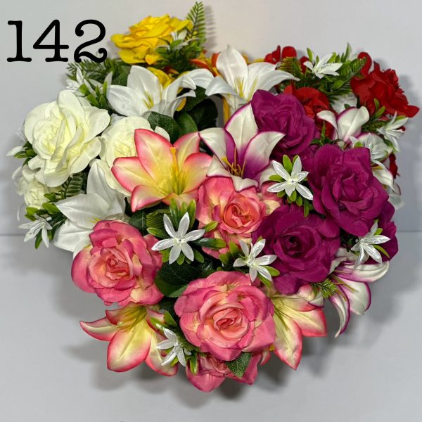 Штучний букет S-142, Троянди з ліліями та польовими квітами  