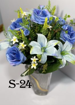 Искусственный букет S-24, Лилии, розы и птицемлечник  