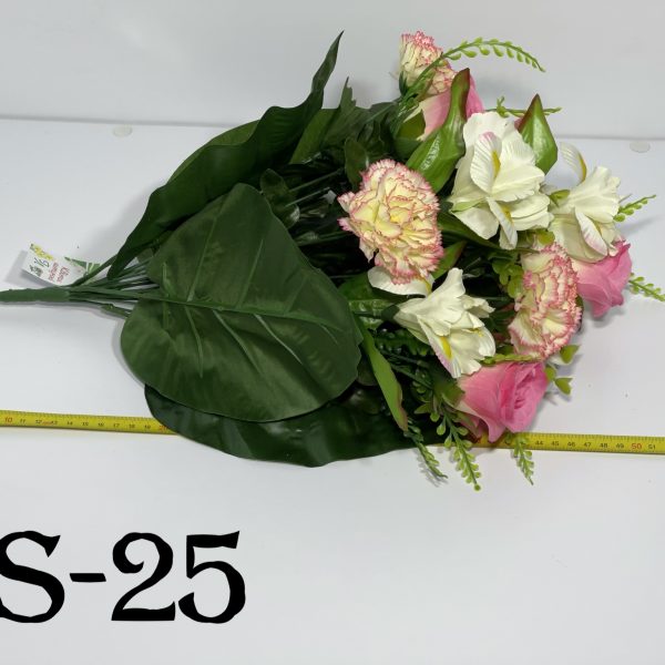 Штучний букет S-25, Троянди, гвоздики, орхідеї та птіцемлечнік  