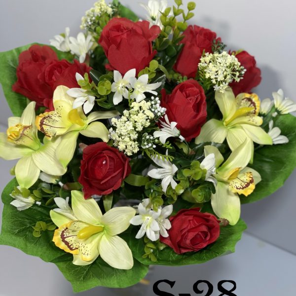 Штучний букет S-28, Троянди, орхідеї та птіцемлечнік  