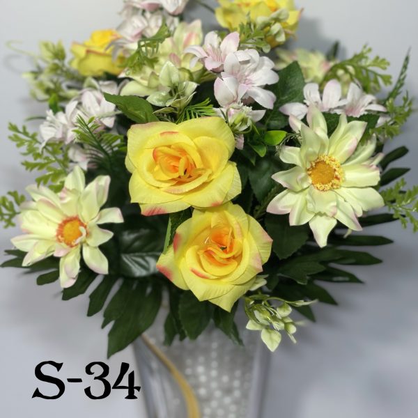 Штучний букет S-34, Садові квіти з прикрасами  