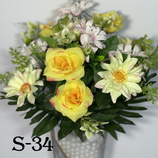Штучний букет S-34, Садові квіти з прикрасами  