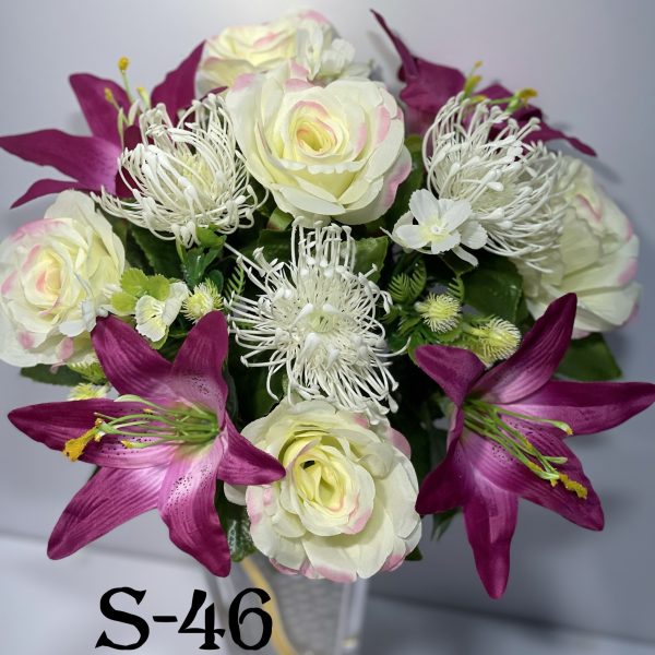 Штучний букет S-46, Троянди, лілії та декор  