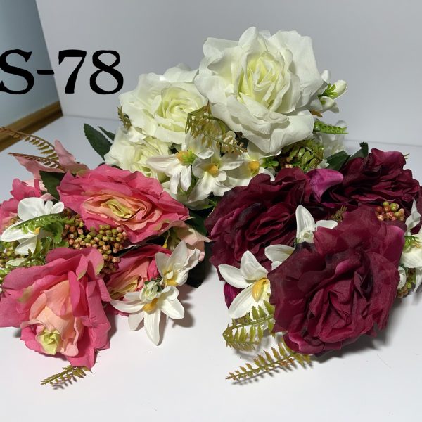 Искусственный букет S-78, Открытые розы и лилии  